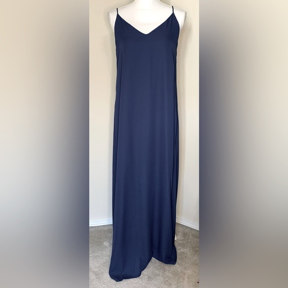 NWT Three Eighty Two Lachlan Slip Maxi Dress Navy Blue Women Small - Picture 2 of 7